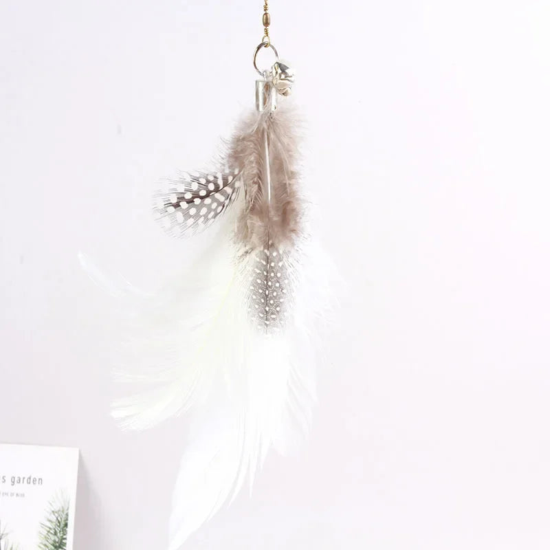 Funny Cat Toy Folorful Fluffy Feather With Bell Sucker Cat Stick Toy Kitten Play Interactive Detachable Teaser Wand Cat Supplies